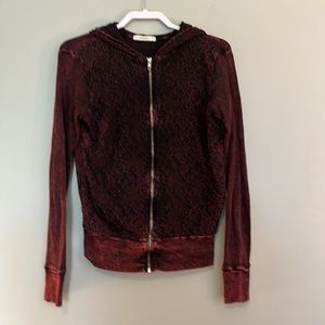 EUC (like new) burgundy and black Bohme zip up hoodie size medium